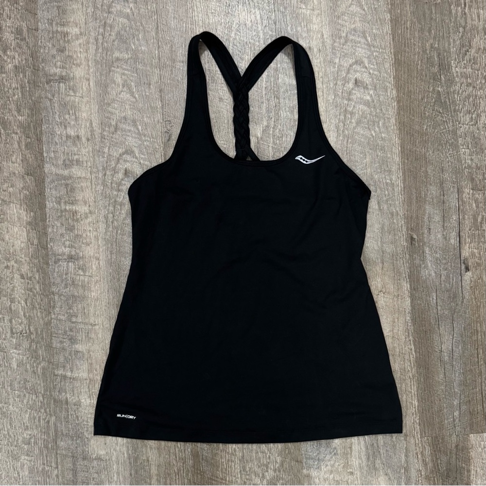 Saucony Black Braided Racerback Tank SOFT Sz XS